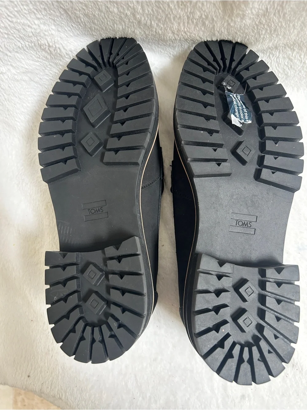 TOMS Black Loafers with Tan Trim - Men's Slip-On Penny Style